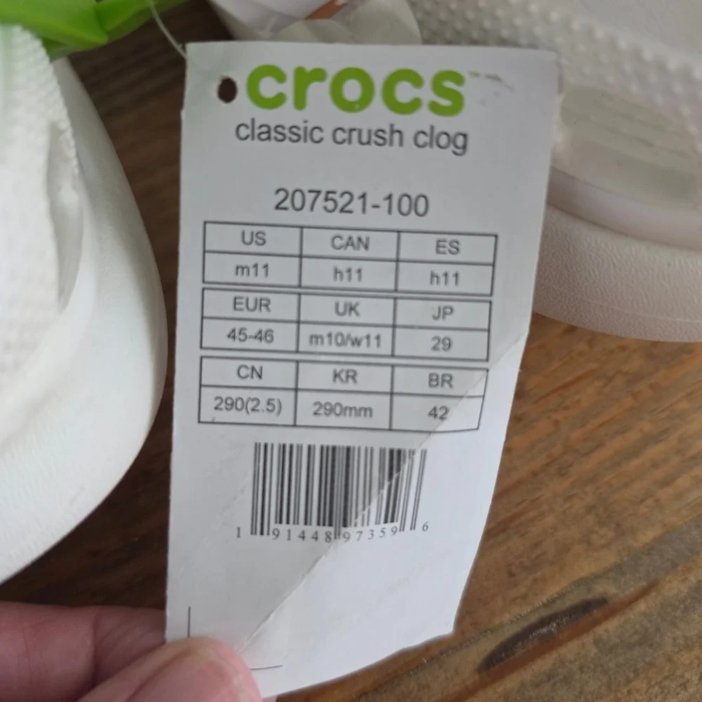 Crocs Mens Classic Crush Clog White Platform Chunky Sandals 207521-100 Size 11